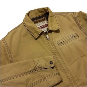 Vtg Abercrombie & Fitch Mens Duck Canvas Blanket Lined Tan Work Jacket Sz Large